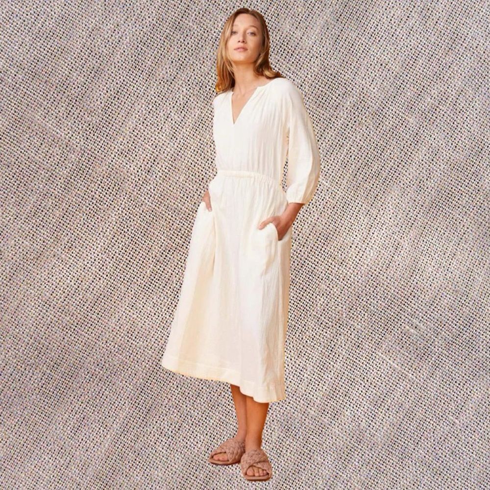 NWT Monrow Long-Sleeve Gauze Open-Back Midi Dress - Picture 10 of 10